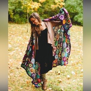 Dharma Woolen Hand-Crocheted Blanket colorful